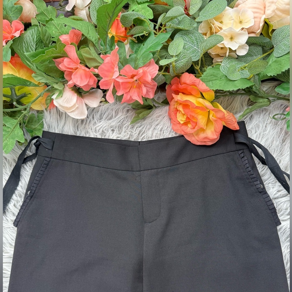 Rebecca Taylor Black Wide-Leg Tie Side Bow Trousers - Picture 7 of 13